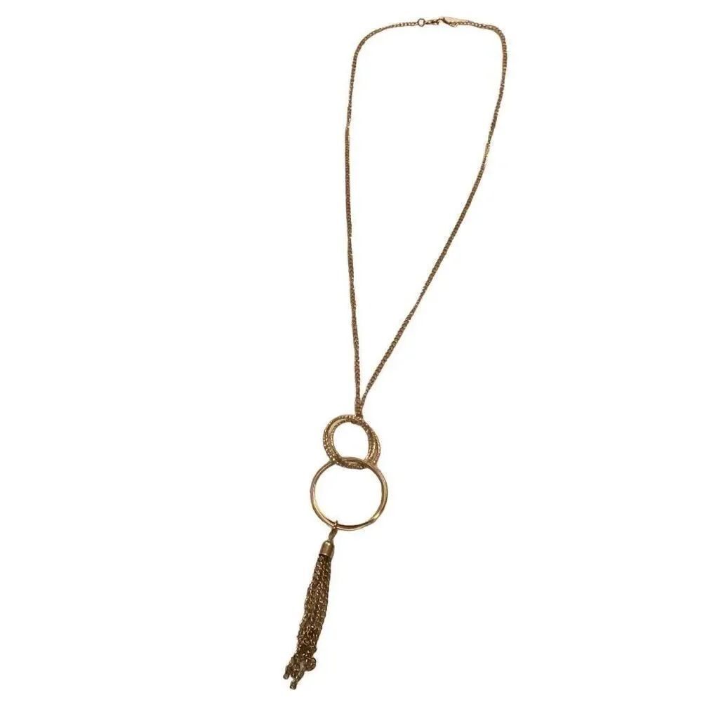 Vintage Gold Tone Tassle Dangling Chain Necklace Valentines Anniversary y2k Jewe